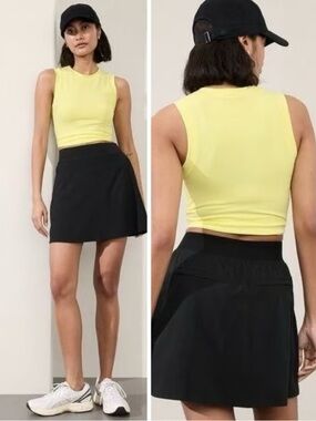 Athleta Brooklyn Heights Black High Rise Athletic Mini Skort Skirt Size 12
